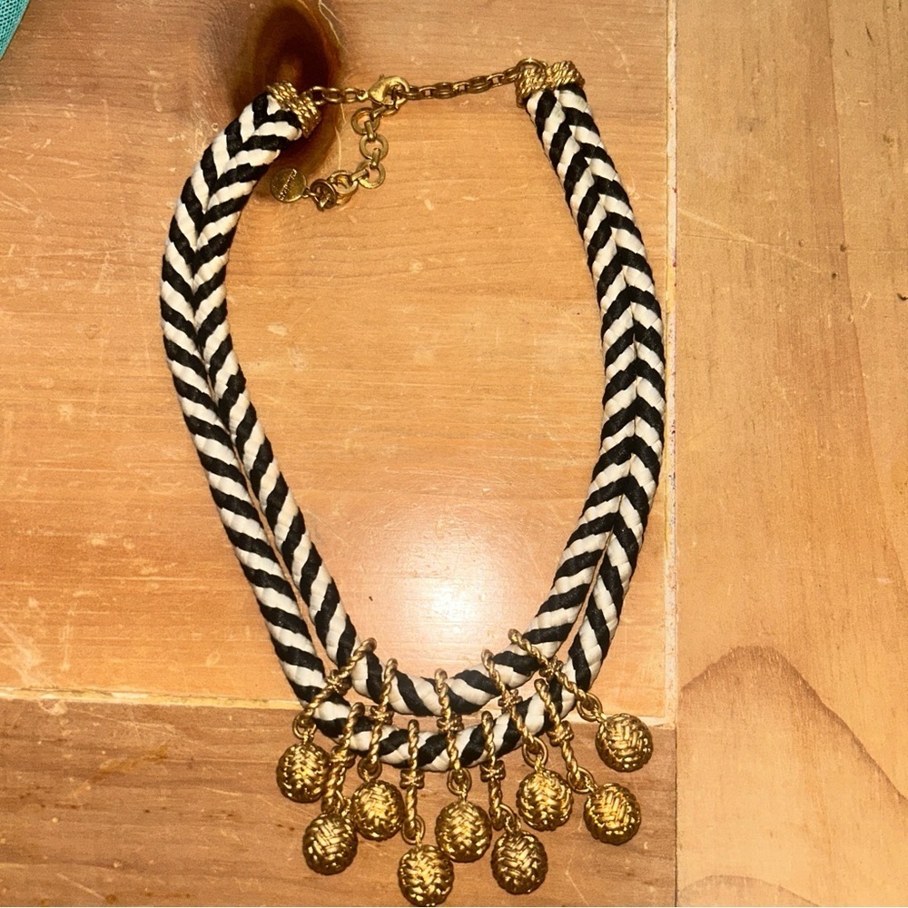 Gold and Black Chevron Necklace
